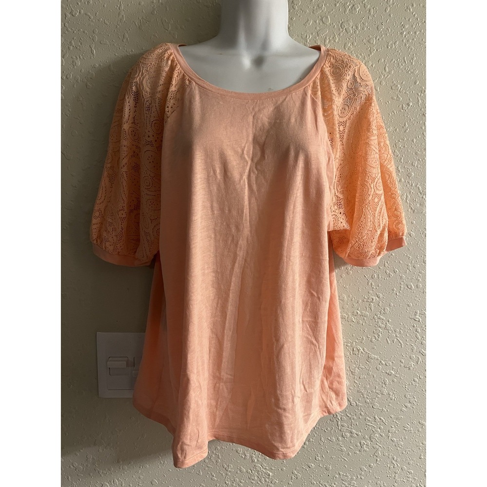 New medium Ann Taylor loft peach lace sleeve top #661*8*